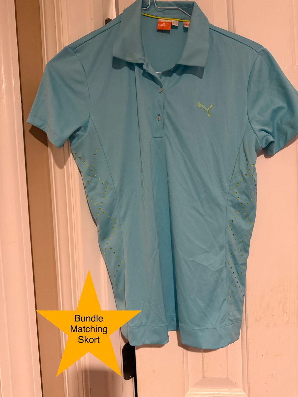 Puma Women's Aqua Polo with Lime Logo